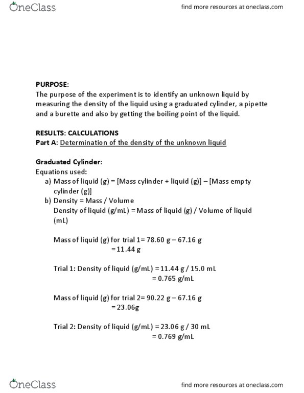CHEM 1300 Chapter Notes - Chapter Lab 4: Graduated Cylinder, Pipette, Burette thumbnail